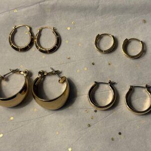 4 Gold hoop earrings